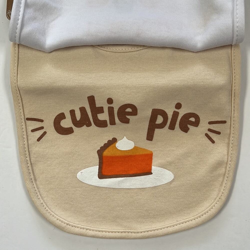 Kate & Milo "My First Thanksgiving" "Cutie Pie" Cloth Baby Bibs Set of 2 - Picture 3 of 7